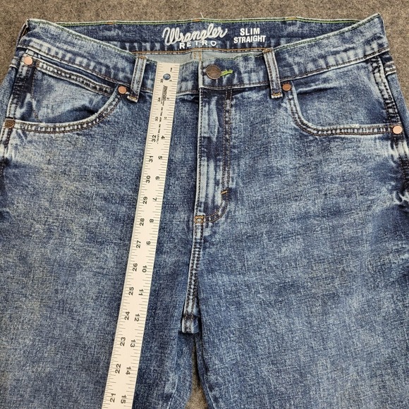 Wrangler Jeans Mens 34x36 Blue Retro Slim Straight Western Wear Cowboy Rodeo - Picture 10 of 15